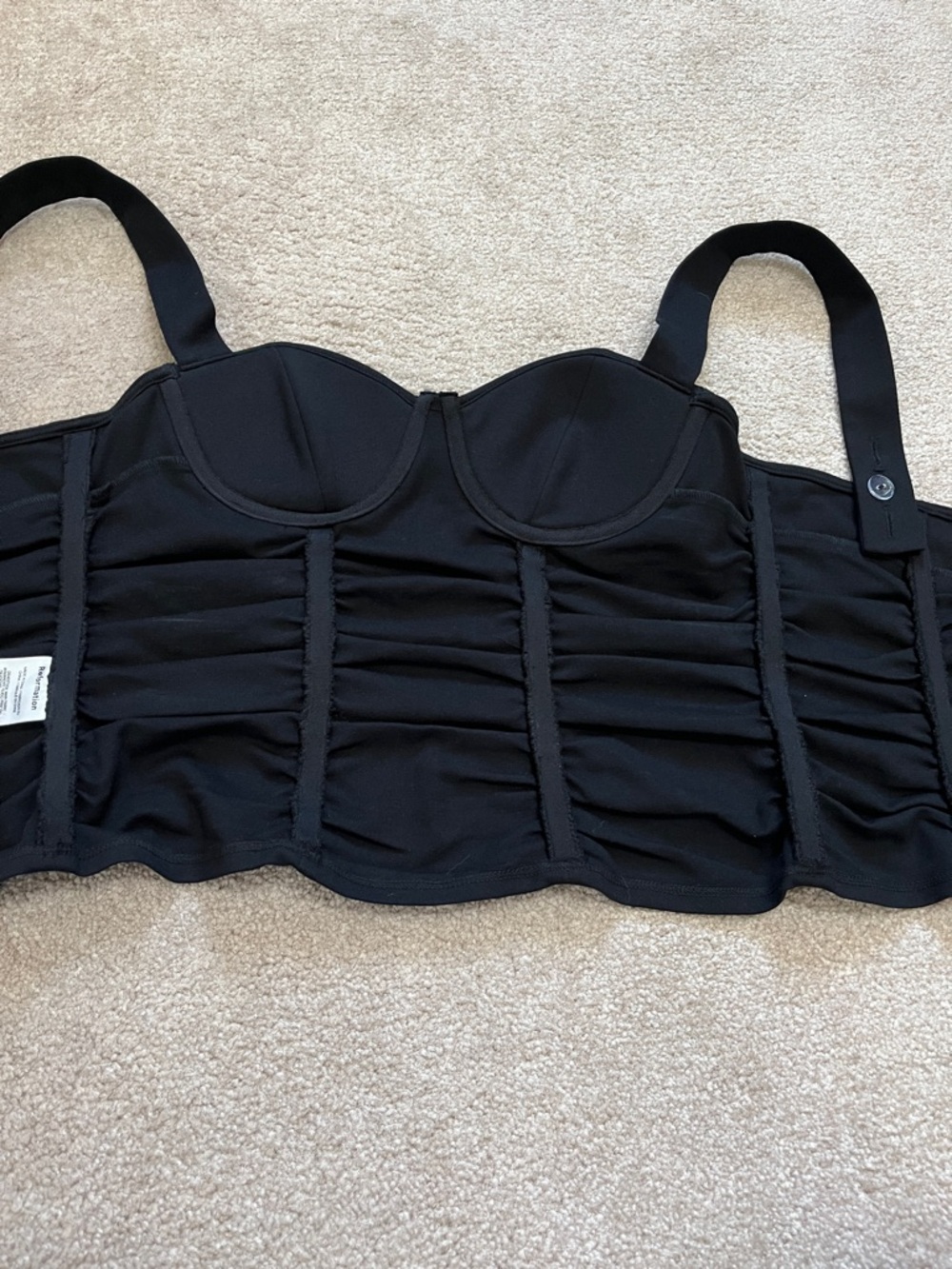 Reformation  Women’s Linnea Rouched Corset Boustier top in black Zip Back XS - Picture 9 of 12